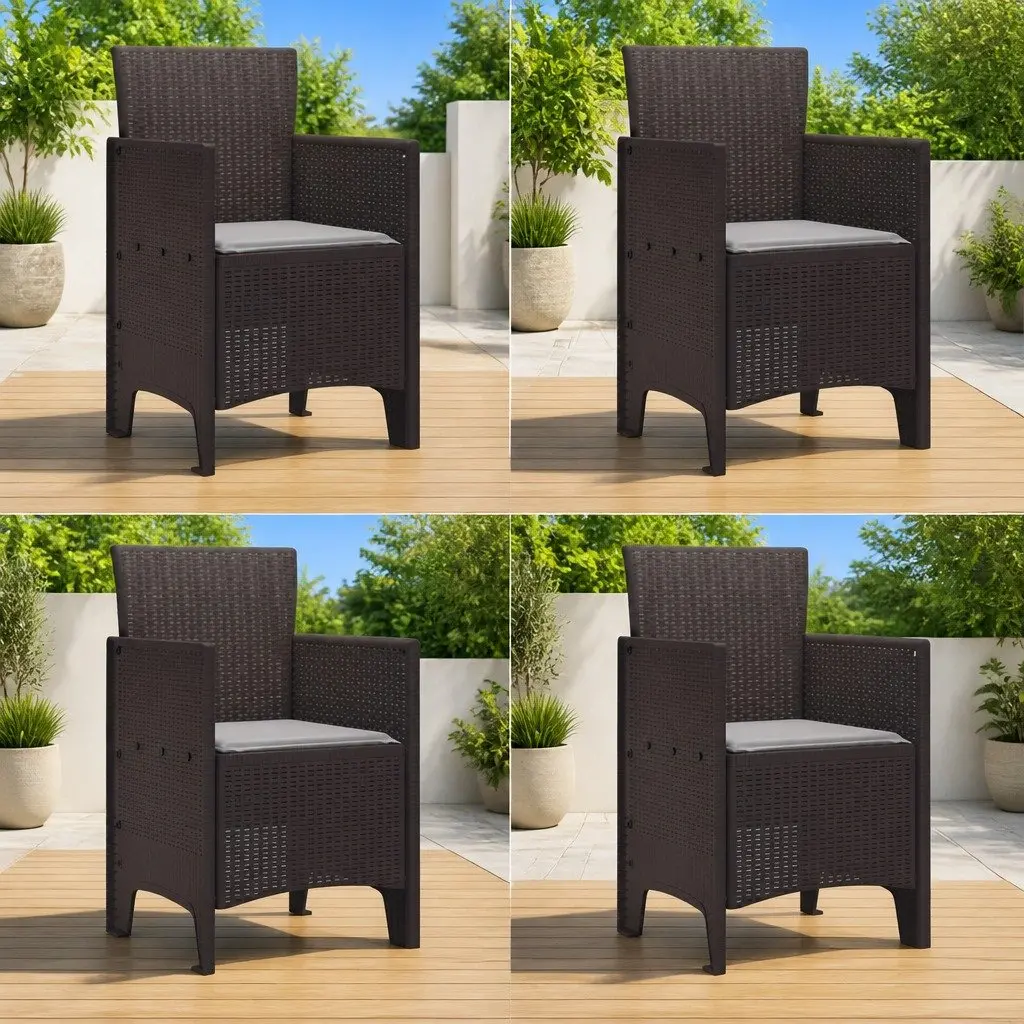 4-Piece Brown Modern Patio Chair Set for Outdoors