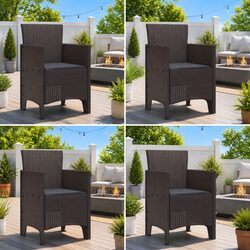 4-Piece Brown Garden Chair Set for Outdoor Spaces