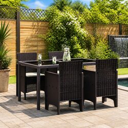 Brown Modern 4-Piece Outdoor Garden Chair Set