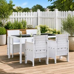 White Modern Patio Seating - 4 Piece Outdoor Garden Chairs
