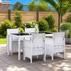 White Modern Patio Furniture Set of 4 Garden Chairs
