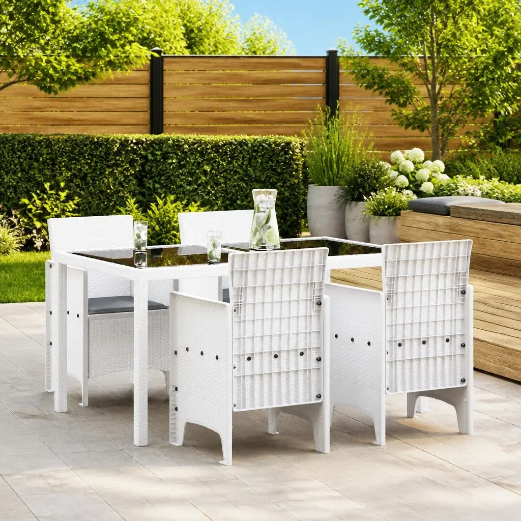 4-Piece Modern White Polypropylene Garden Chair Set