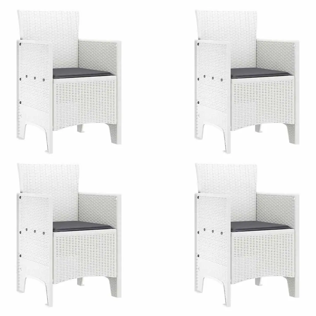 4-Piece Modern White Polypropylene Garden Chair Set