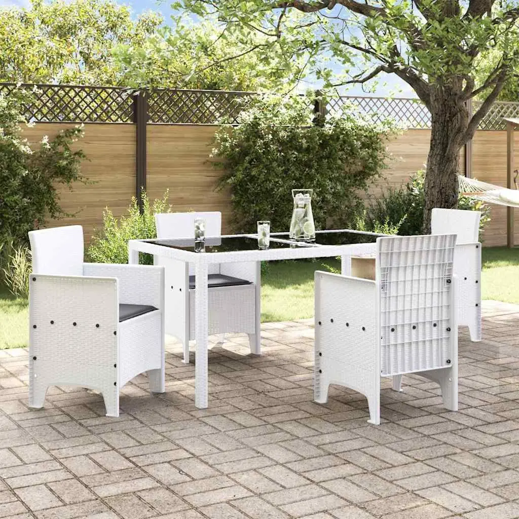 4-Piece Modern White Polypropylene Garden Chair Set