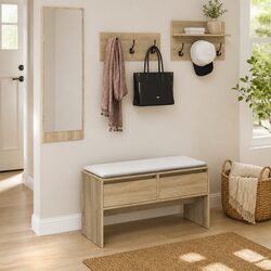 Durable Hallway Furniture Set with Shoe Bench and Hooks