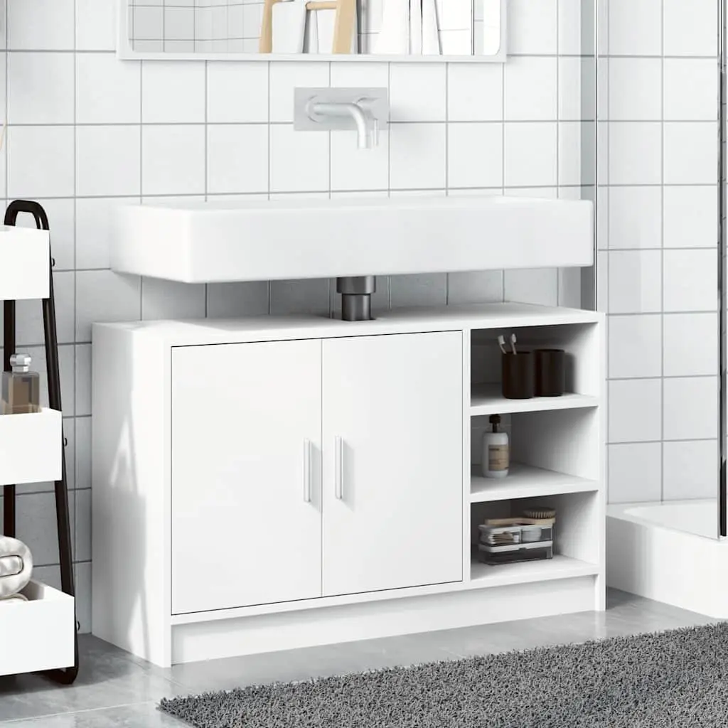 Bathroom Sink Cabinet Engineered Wood 90x29x55cm White Storage Furniture