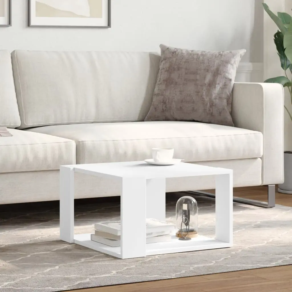 White Coffee Table with Storage 51.5x51.5x30 cm