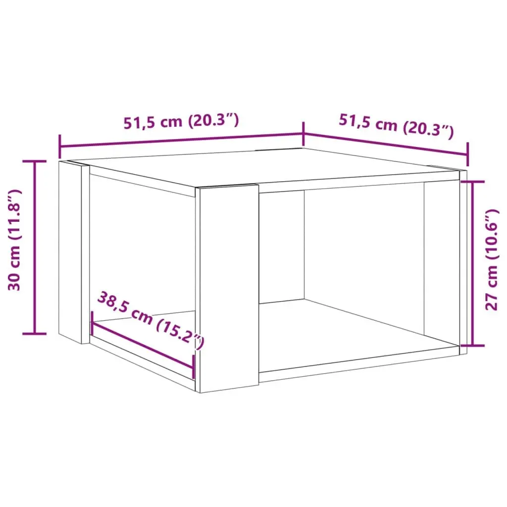 White Coffee Table with Storage 51.5x51.5x30 cm