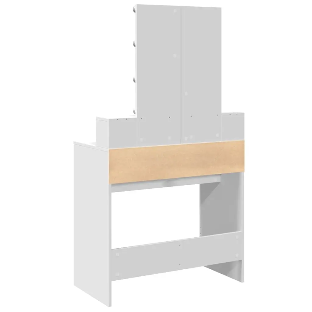 White Dressing Table with LED Mirror and Storage