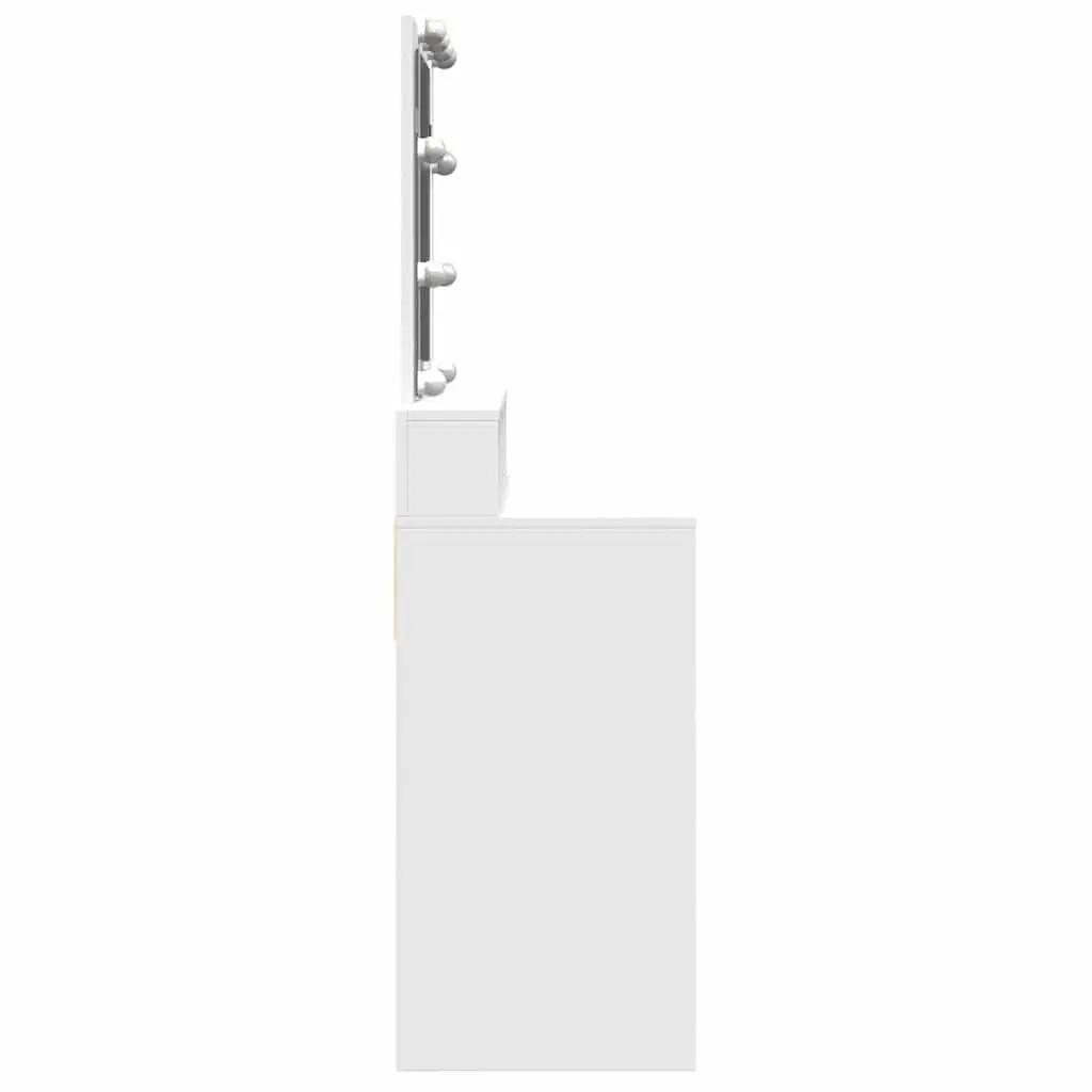 White Dressing Table with LED Mirror and Storage