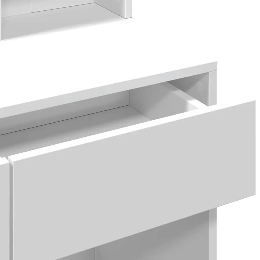 White Dressing Table with LED Mirror and Storage