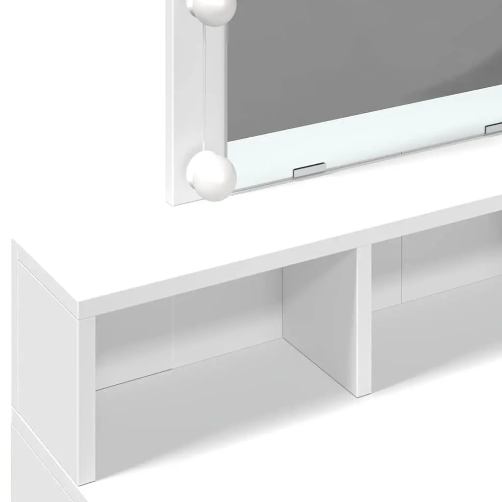 White Dressing Table with LED Mirror and Storage