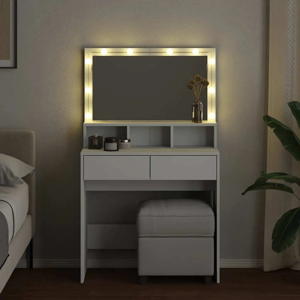 White Dressing Table with LED Mirror