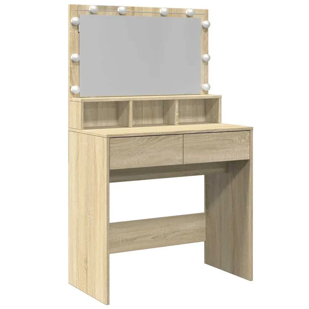 Brown LED Mirror Dressing Table for Modern Bedrooms