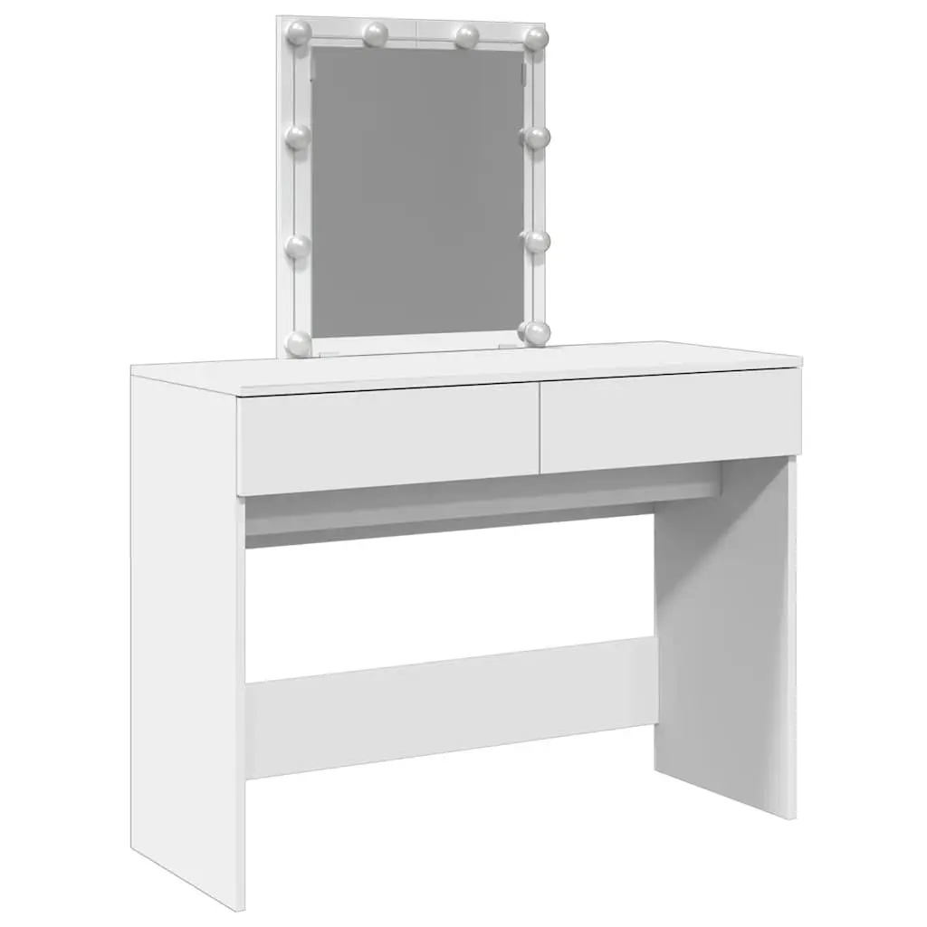 White Dressing Table with LED Mirror and Drawers