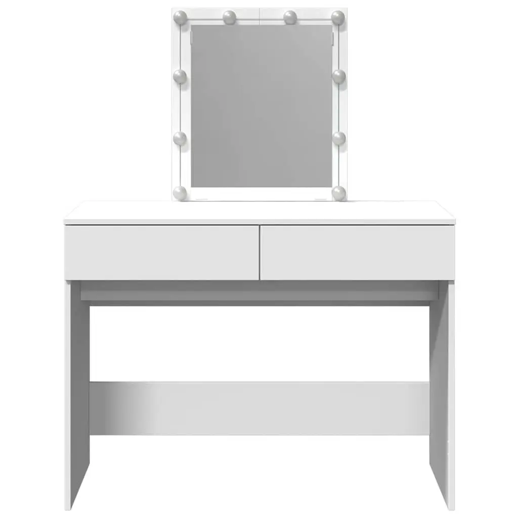 White Dressing Table with LED Mirror and Drawers