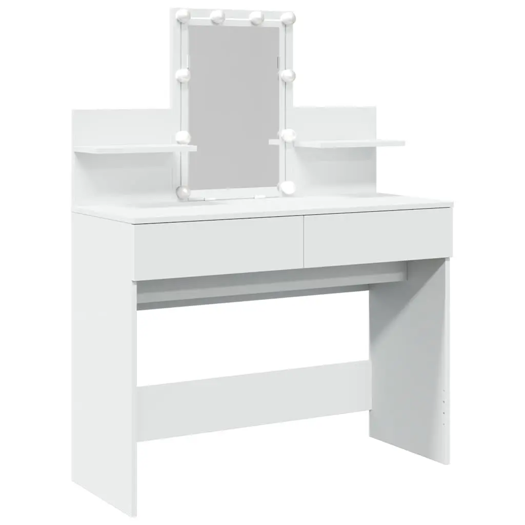 White Vanity Makeup Desk with LED Mirror