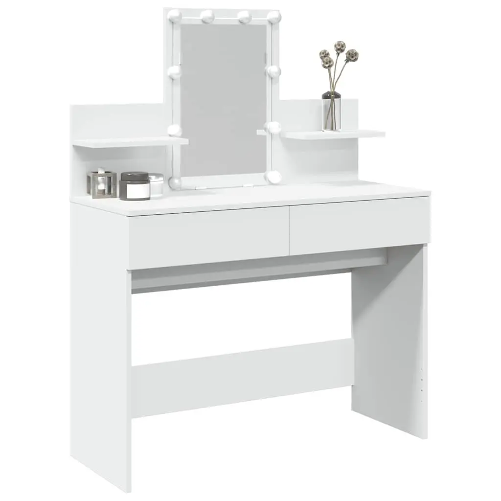 White Vanity Makeup Desk with LED Mirror