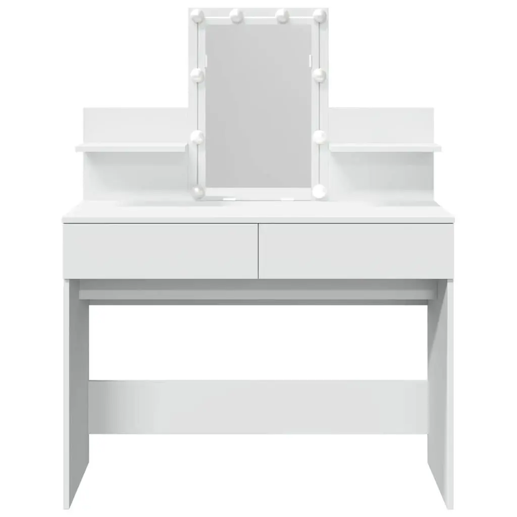 White Vanity Makeup Desk with LED Mirror