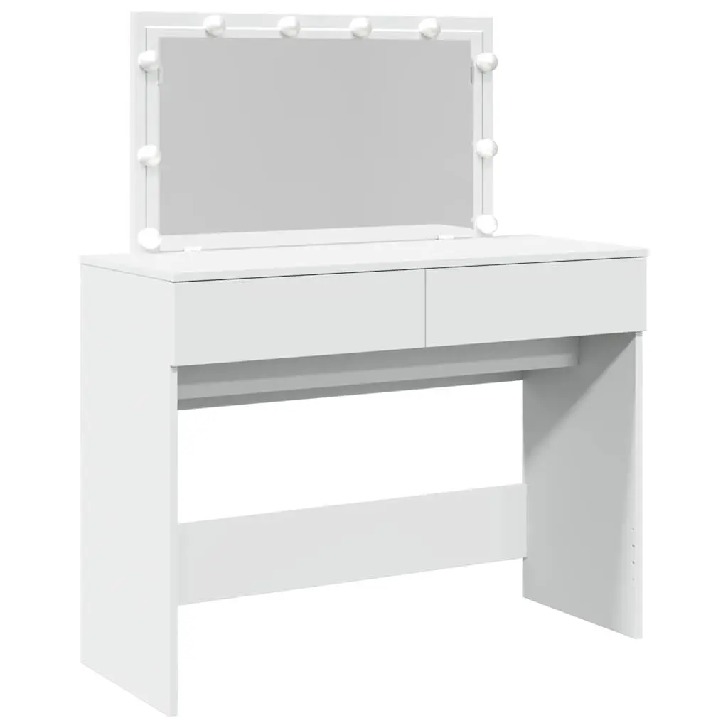 LED Mirror Dressing Table with 2 Drawers in White
