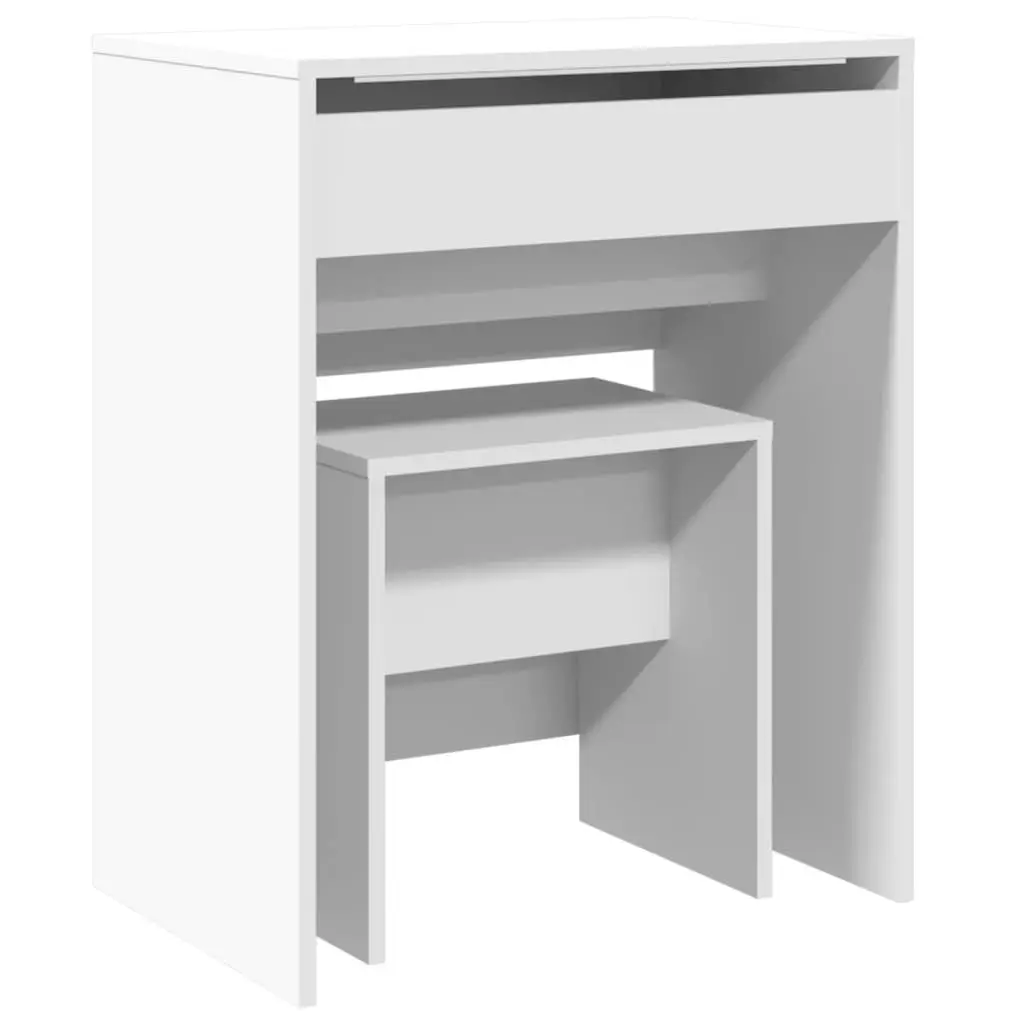 White Dressing Table with Mirror and Stool