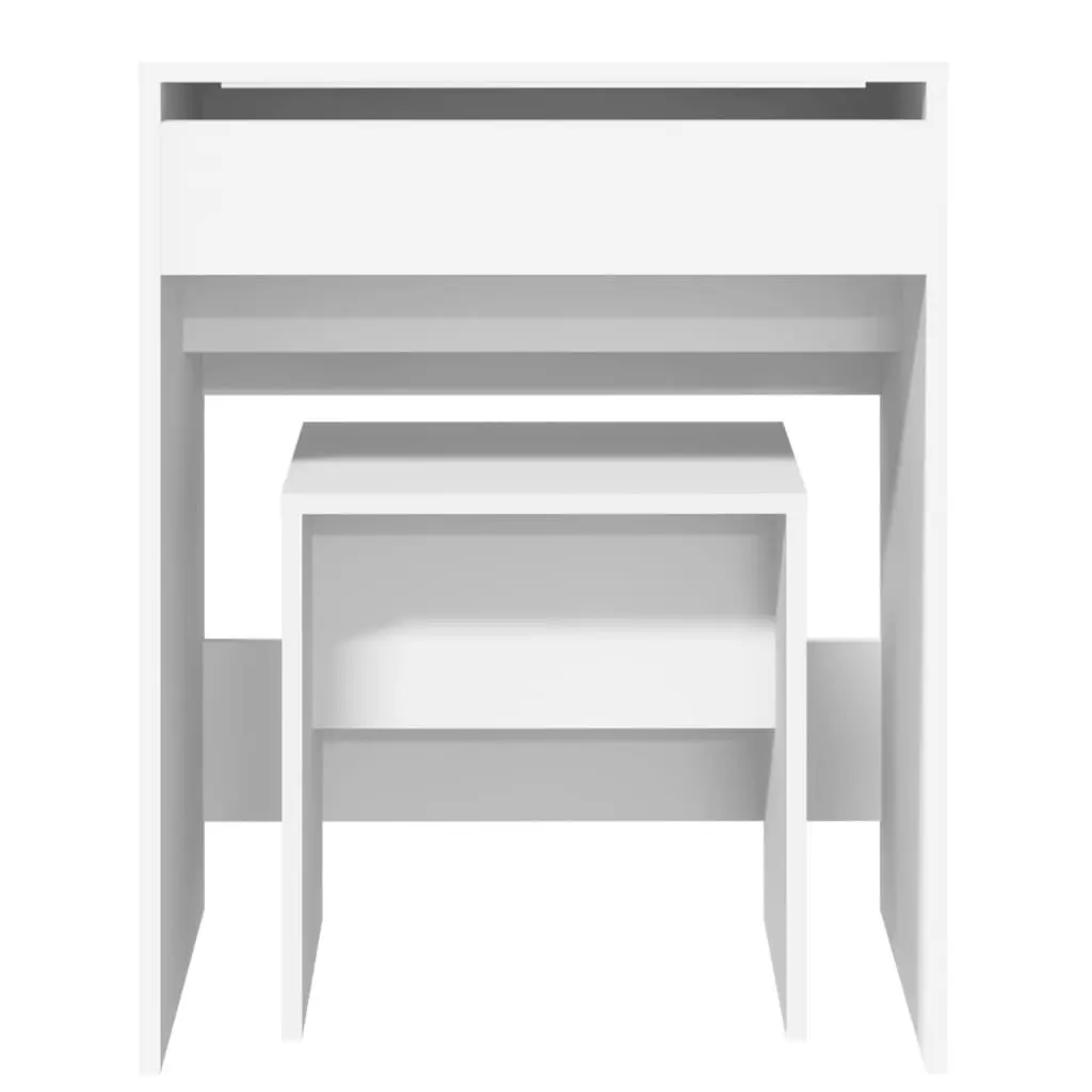 White Dressing Table with Mirror and Stool