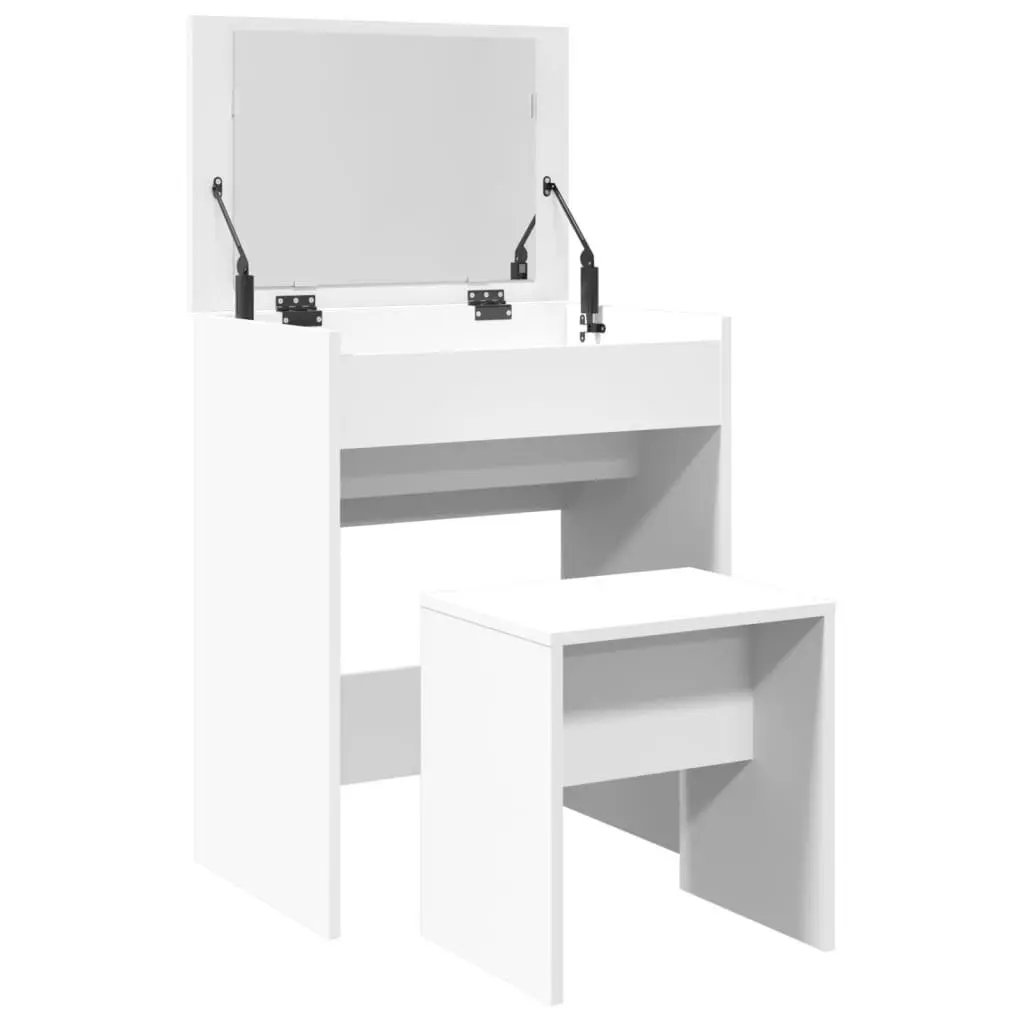 White Dressing Table with Mirror and Stool