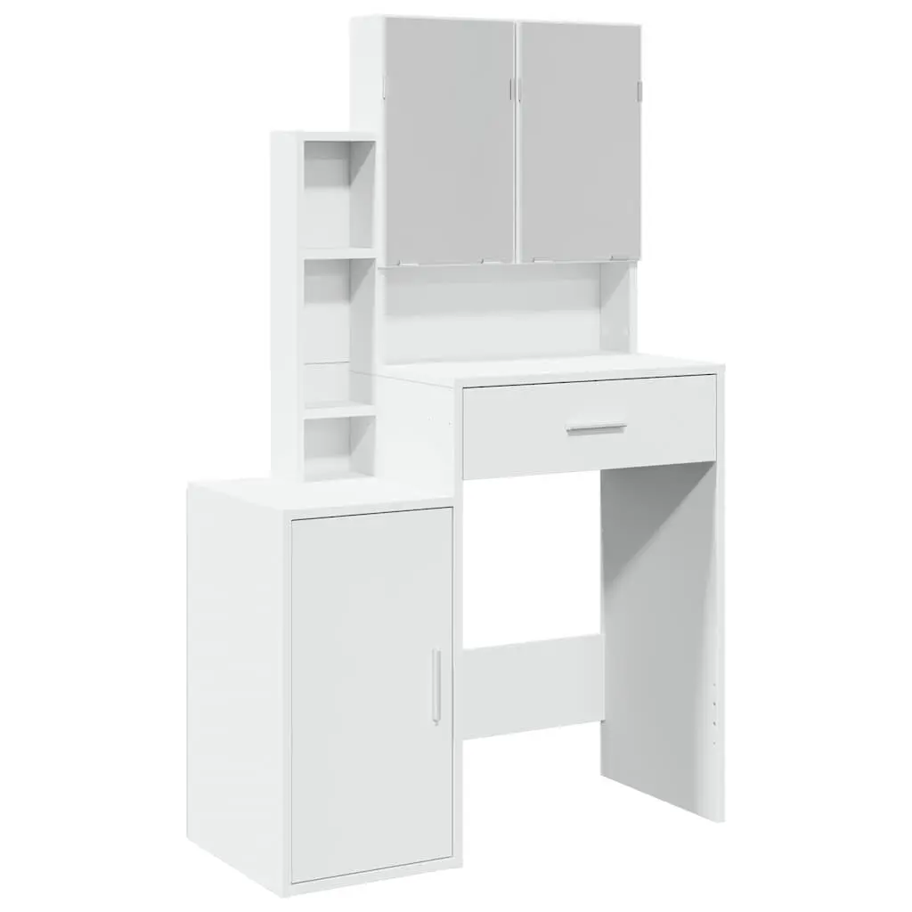Bedroom Vanity with Mirror and Storage in White