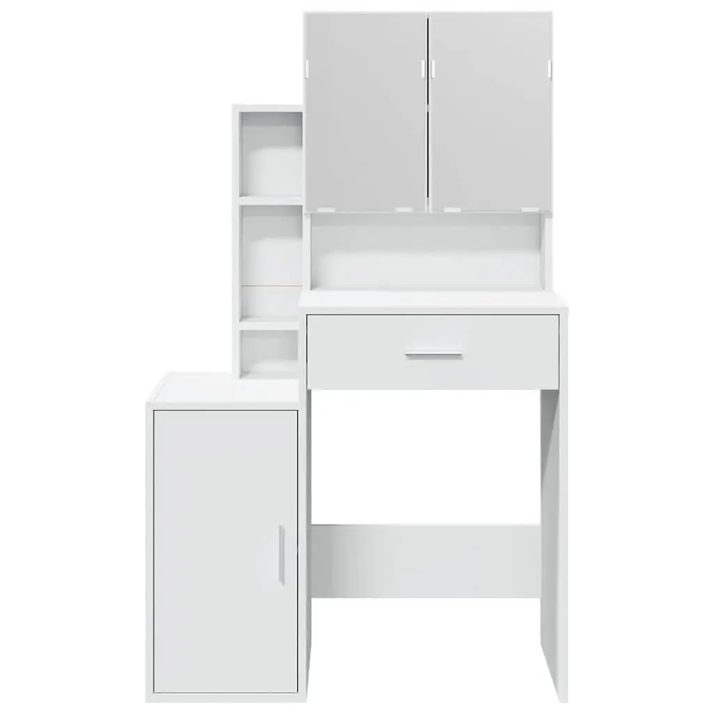 Bedroom Vanity with Mirror and Storage in White
