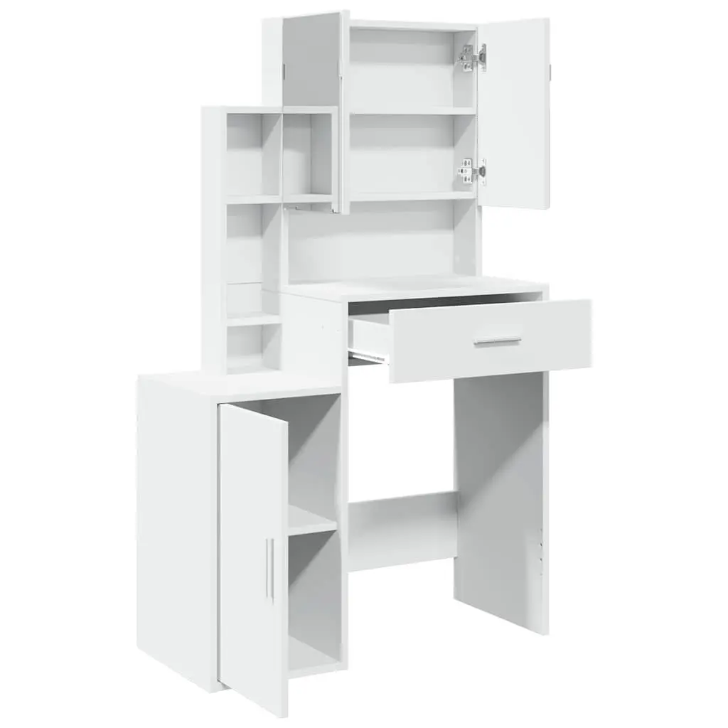 Bedroom Vanity with Mirror and Storage in White