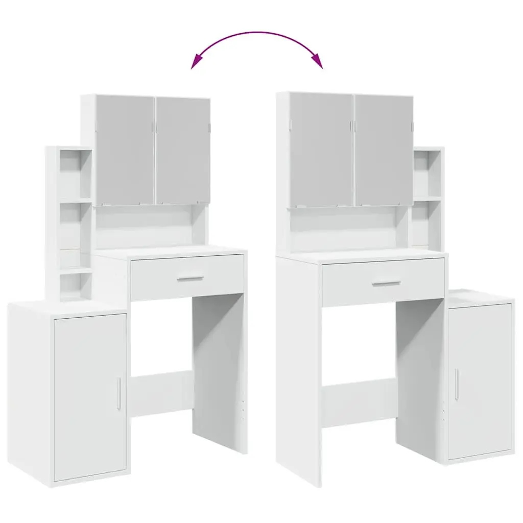 Bedroom Vanity with Mirror and Storage in White