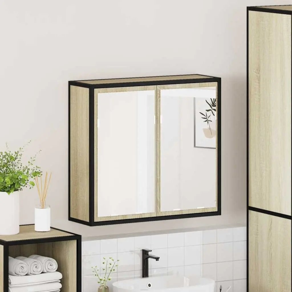 Wall-Mounted Brown Mirror Cabinet
