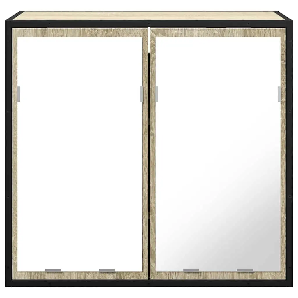 Wall-Mounted Brown Mirror Cabinet