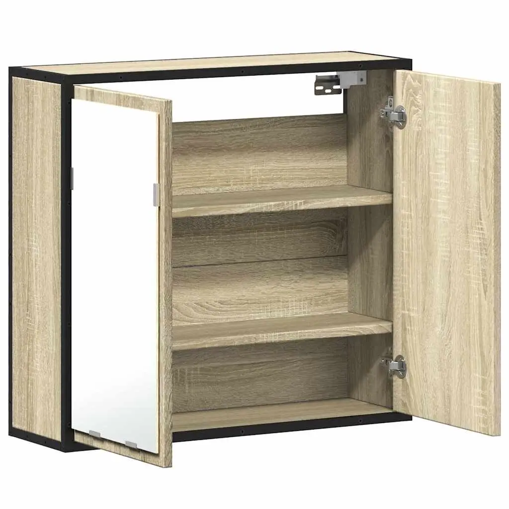 Wall-Mounted Brown Mirror Cabinet