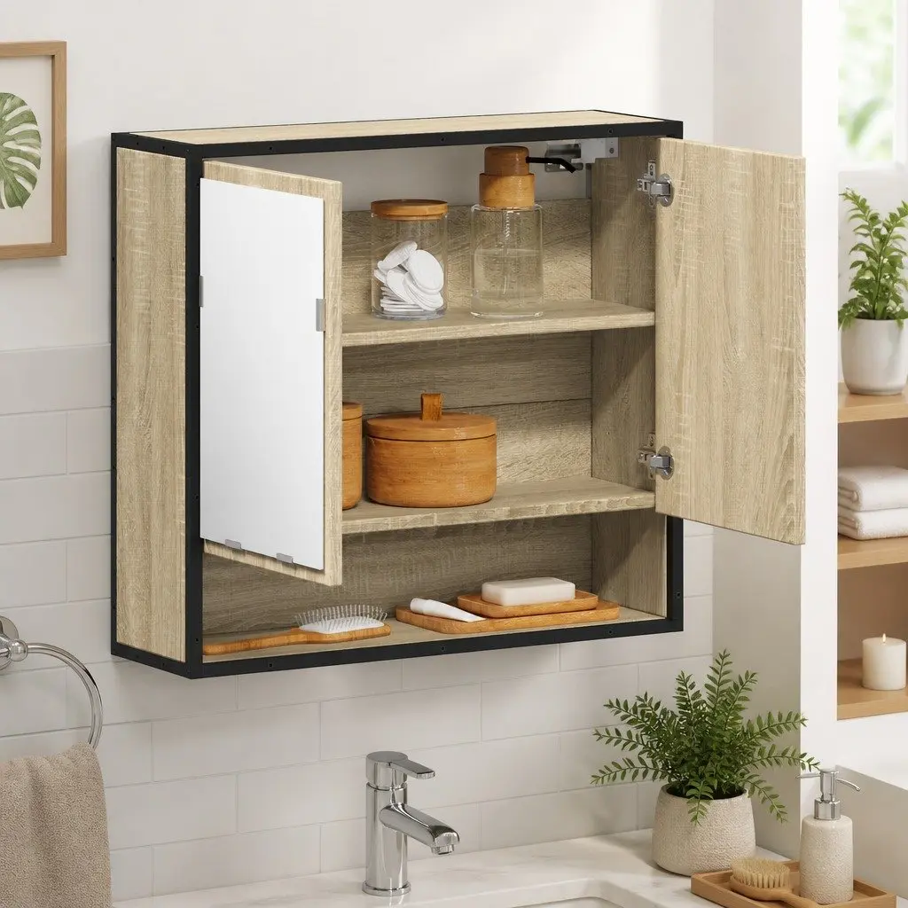 Wall-Mounted Bathroom Mirror Cabinet with Storage Unit