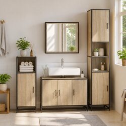 Sonoma Oak Brown Engineered Wood Bathroom Sink Cabinet