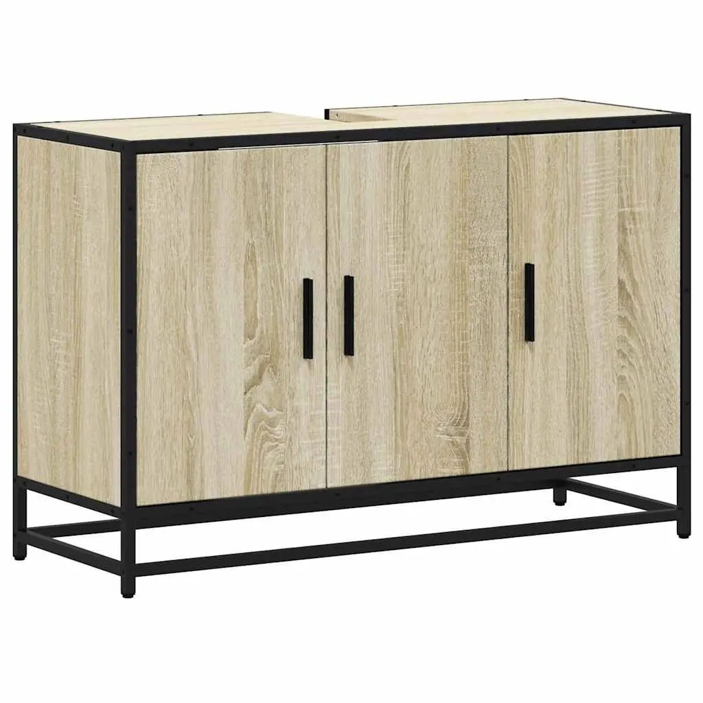 Bathroom Sink Cabinet Engineered Wood 90x33x60cm Brown Sonoma Oak