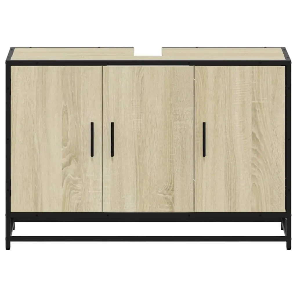 Bathroom Sink Cabinet Engineered Wood 90x33x60cm Brown Sonoma Oak