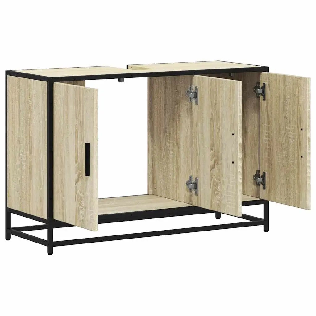 Bathroom Sink Cabinet Engineered Wood 90x33x60cm Brown Sonoma Oak