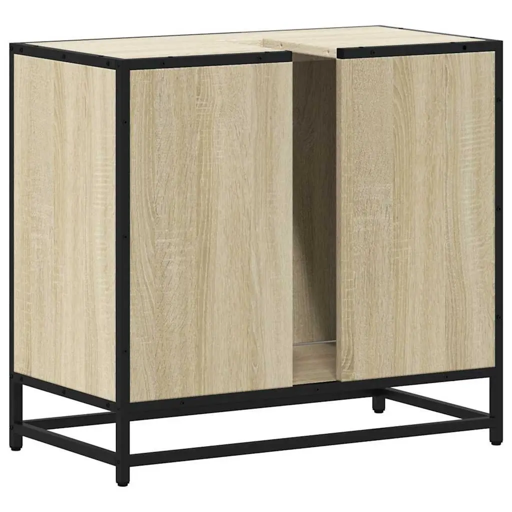 Bathroom Sink Cabinet Brown Engineered Wood Vanity Unit 65x33x60 cm Storage