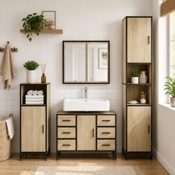 Sonoma Oak Bathroom Sink Cabinet with Engineered Wood