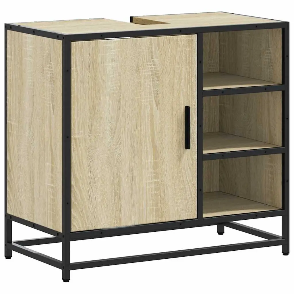 Brown Engineered Wood Bathroom Sink Cabinet with Metal Frame