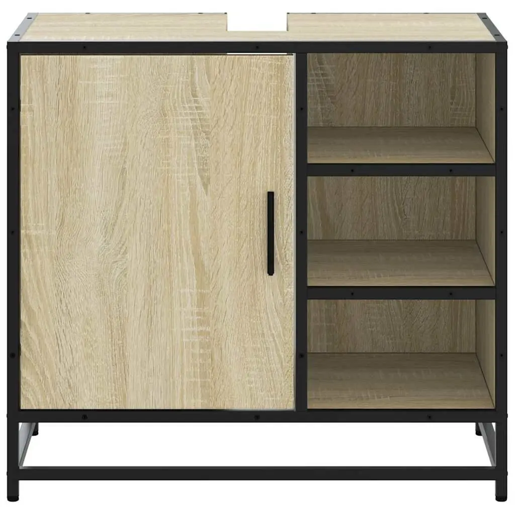 Brown Engineered Wood Bathroom Sink Cabinet with Metal Frame