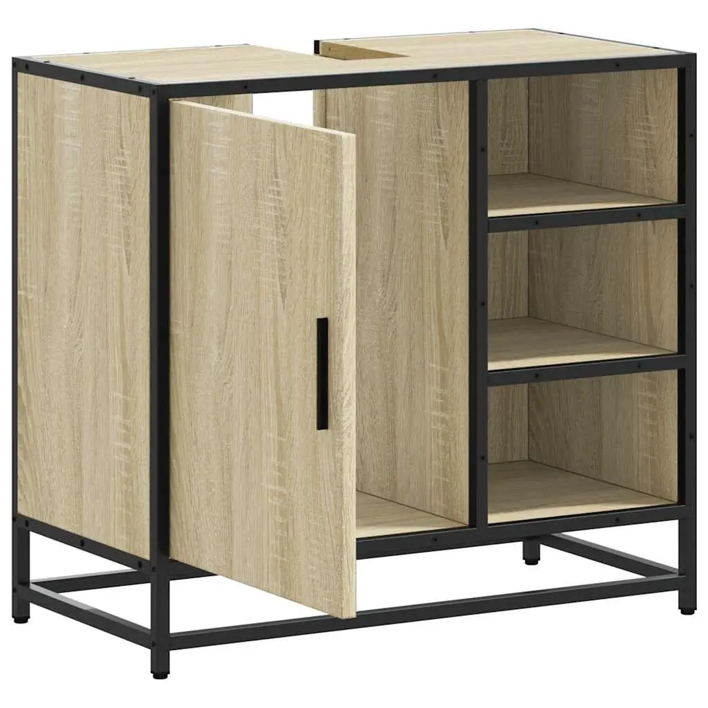 Brown Engineered Wood Bathroom Sink Cabinet with Metal Frame