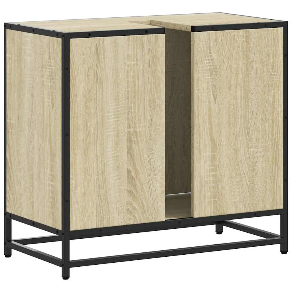 Brown Engineered Wood Bathroom Sink Cabinet with Metal Frame