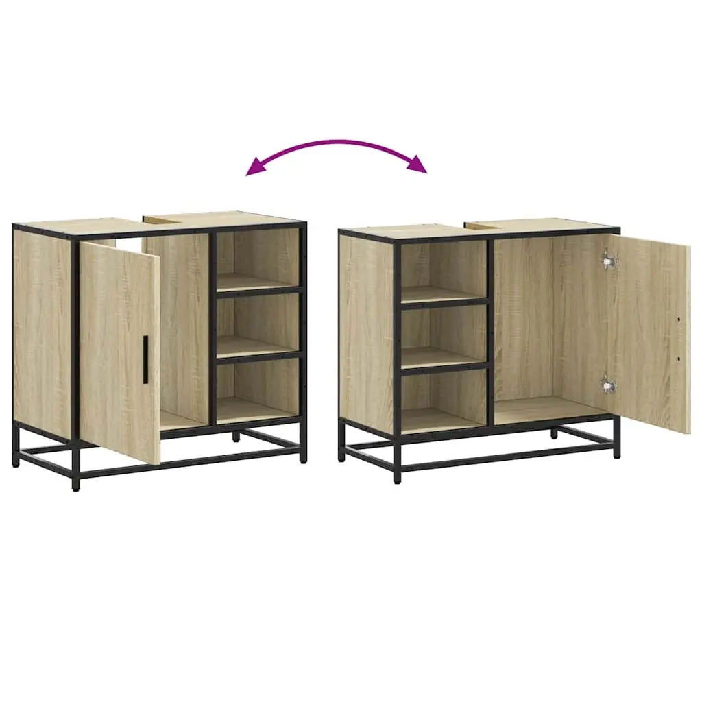 Brown Engineered Wood Bathroom Sink Cabinet with Metal Frame