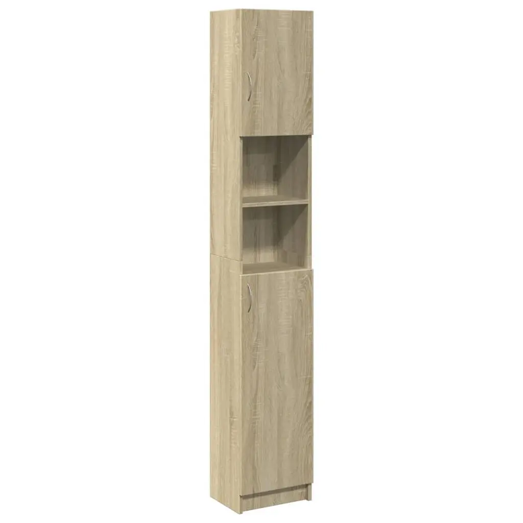 Bathroom Cabinet Storage Furniture Engineered Wood Sonoma Oak 32x25.5x190 cm