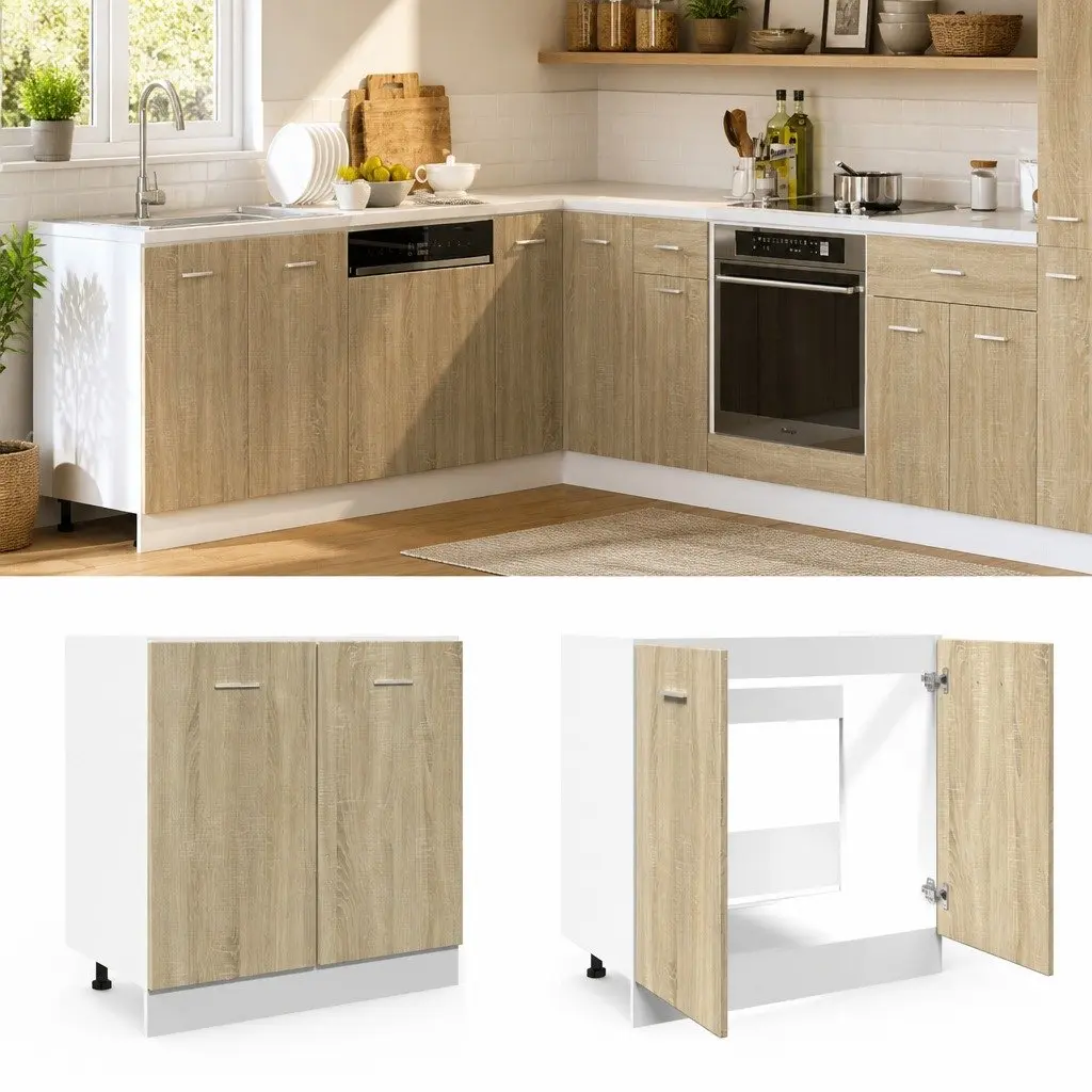 Bottom Kitchen Cabinet Engineered Wood 80 x 46 x 81.5 cm Brown Sonoma Oak