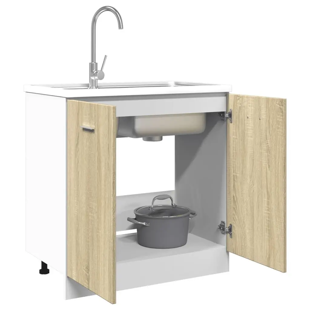 Bottom Kitchen Cabinet Engineered Wood 80 x 46 x 81.5 cm Brown Sonoma Oak