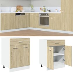 Sturdy Brown Engineered Storage Unit with Shelves and Drawer